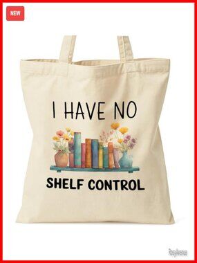 Canvas Tote Bag Book Lover Women Shopping Work Travel Inner Pocket